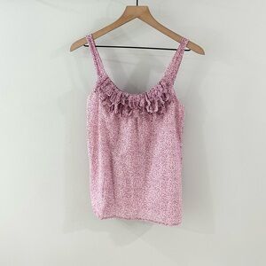 Loft Purple Pattern Ruffle Tank Size Small